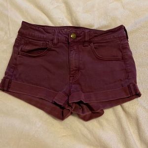 American Eagle High Rise Maroon Shorts